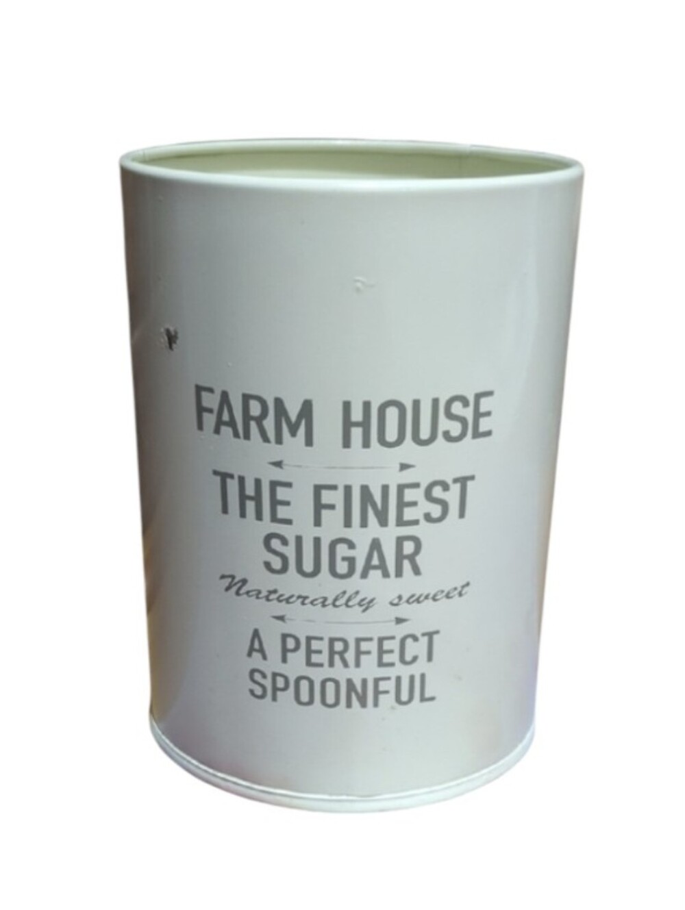 Farmhouse Style White Metal Sugar Canister – Rustic Kitchen Storage Decor